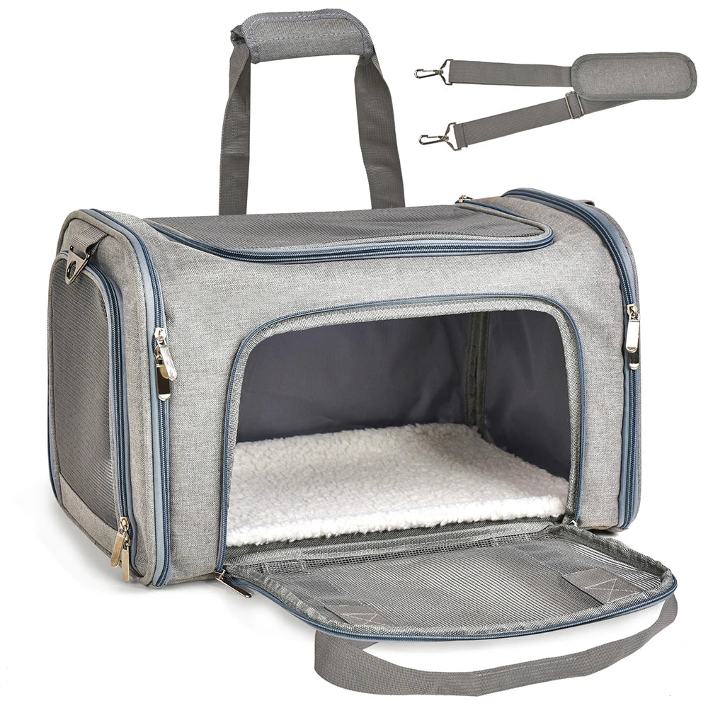 Sac de transport pour chien, modèle souple et latéral, Sac de voyage pour chien avec ouverture latérale