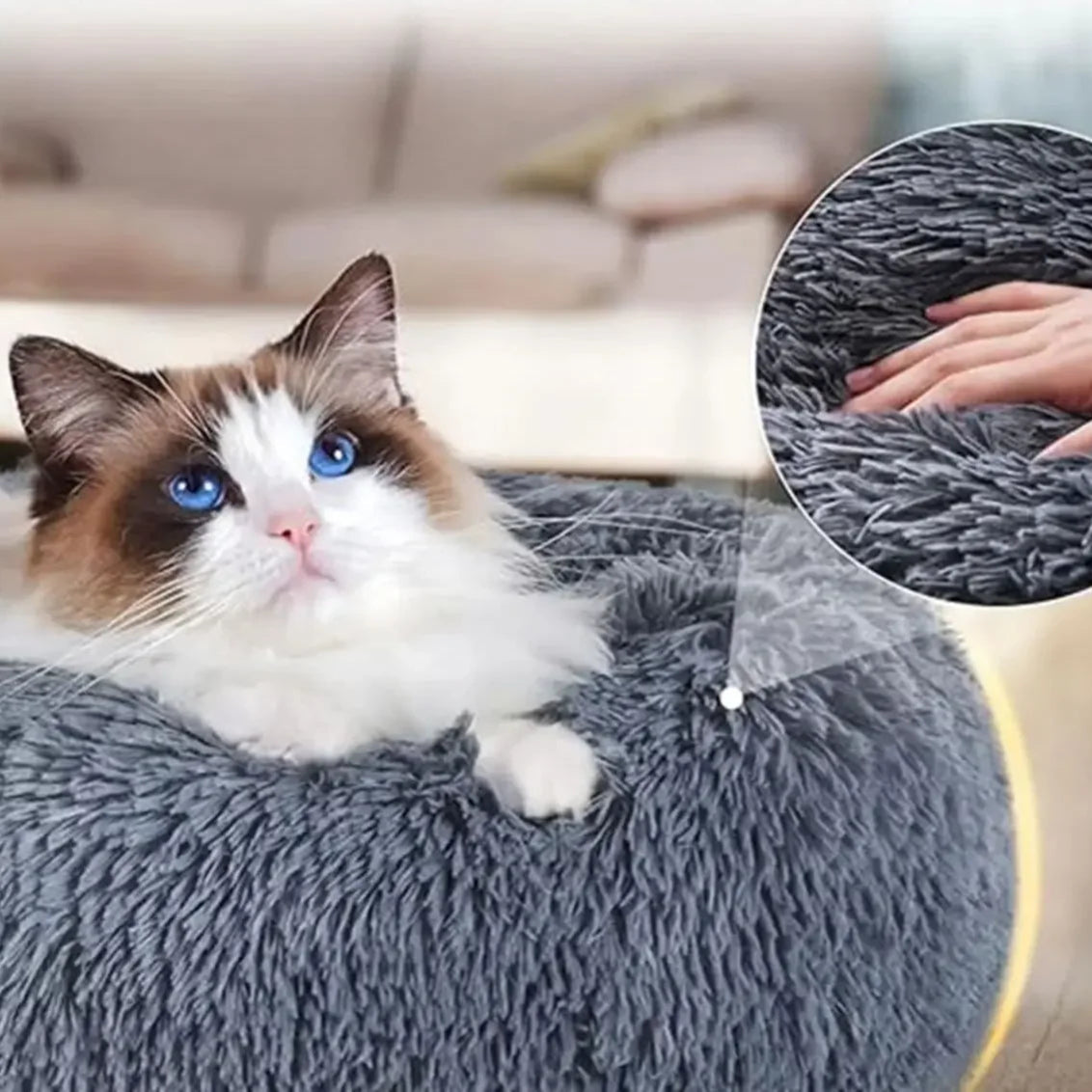 Panier pour chat en peluche, Cocon douillet pour chat, Nid moelleux pour chat