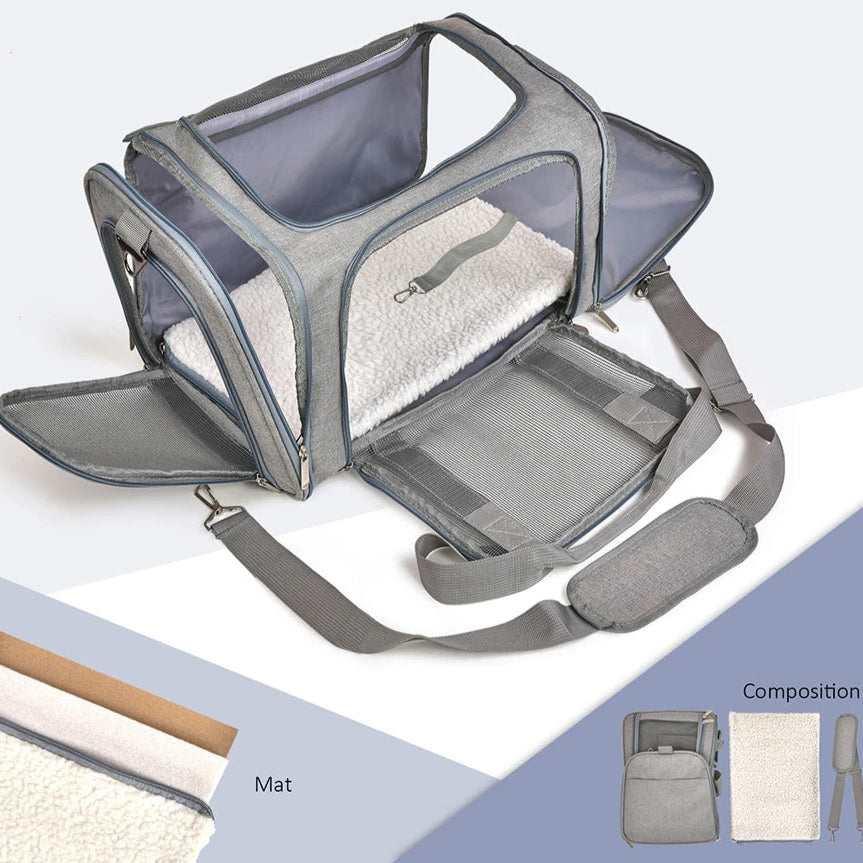 Sac de transport pour chien, modèle souple et latéral, Sac de voyage pour chien avec ouverture latérale